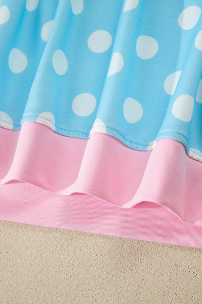 Sky Blue Polka Dot Short Sleeve Top and Pants Set