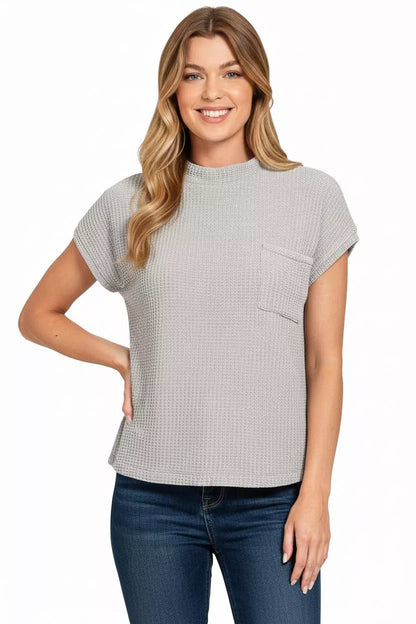 Chenille Waffle Short Sleeve Sweater