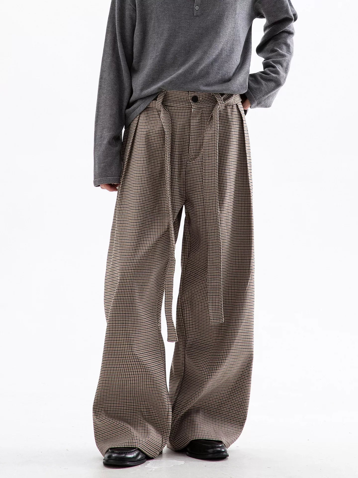 Men's Plaid Wide Leg Pants