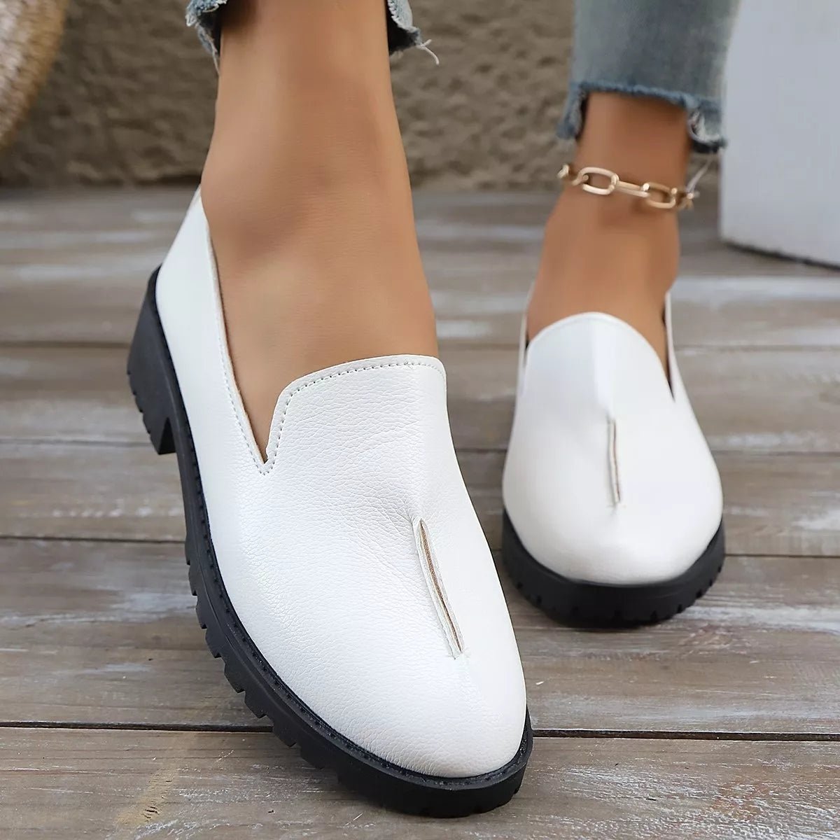 Round Toe Block Heels Loafers - Loving It Shop