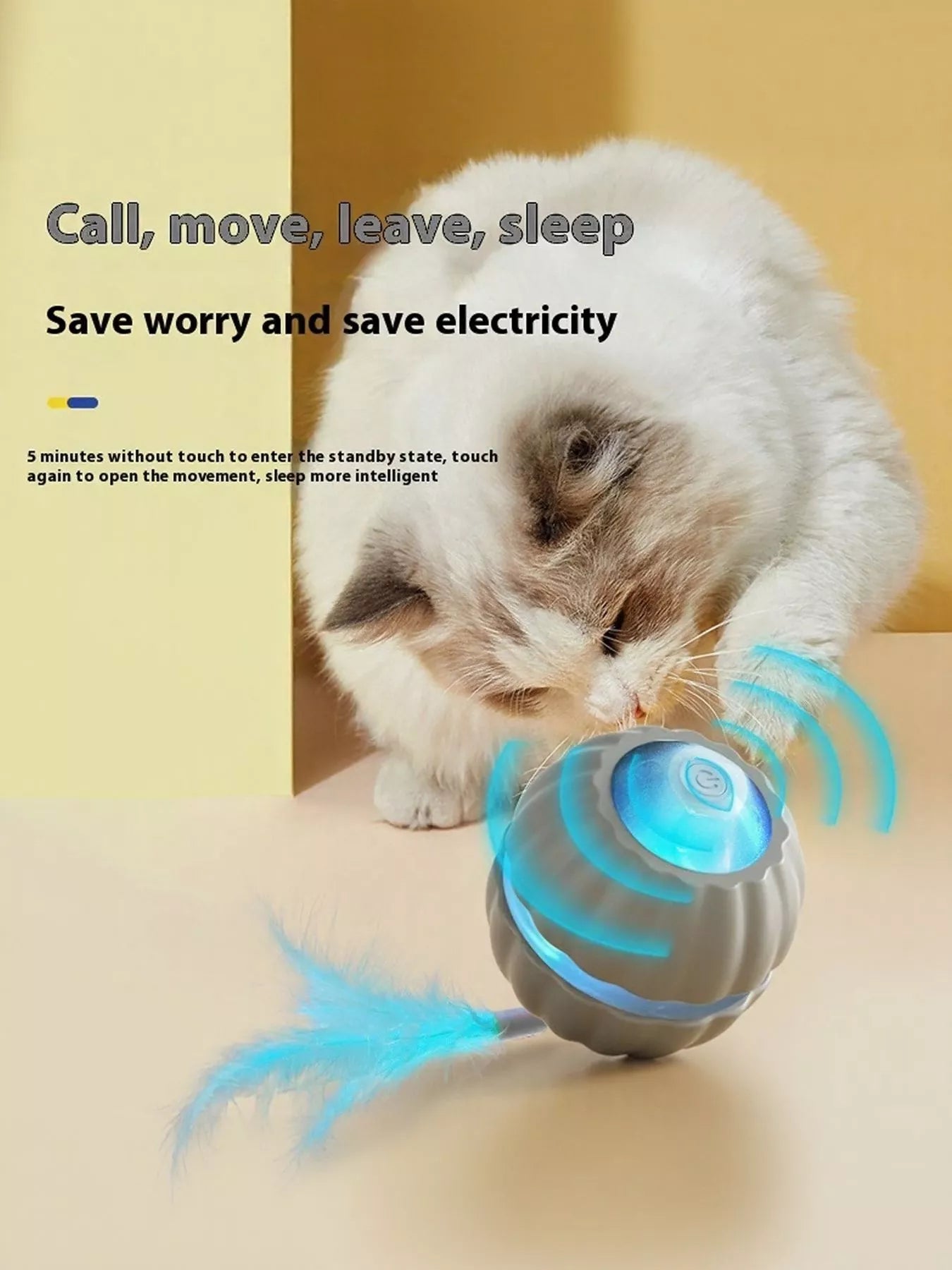 Interactive LED Sound Ball with Feather Teaser - Loving It Shop