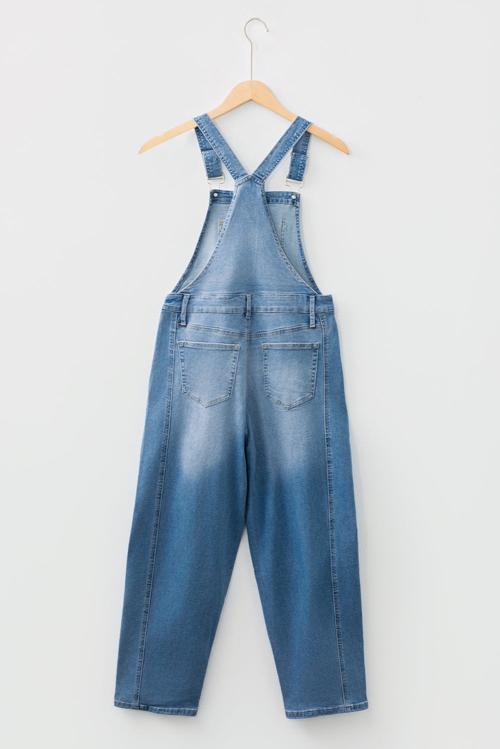 Dusk Blue Adjustable Buckle Barrel Denim Overalls - Loving It Shop