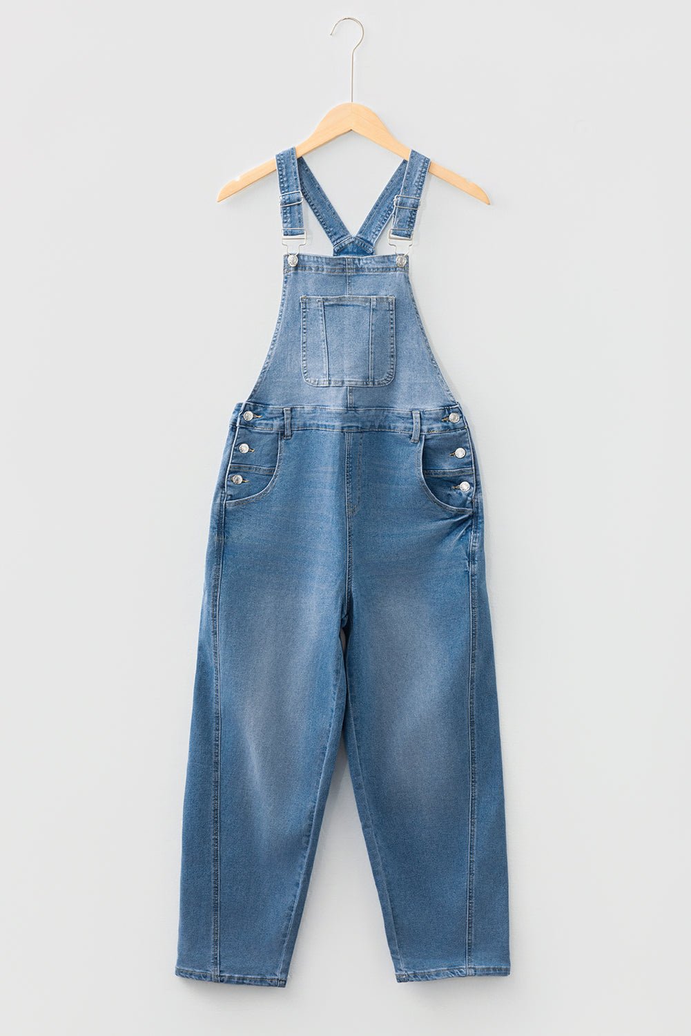 Dusk Blue Adjustable Buckle Barrel Denim Overalls - Loving It Shop