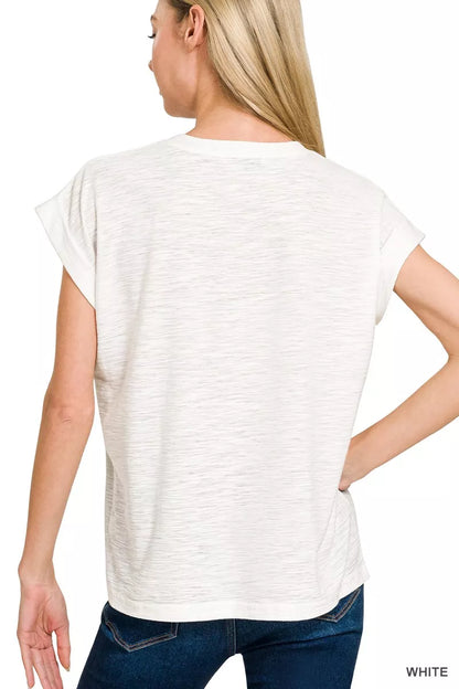Slub Cuffed Sleeve Tee