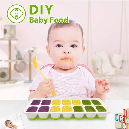 4-Pack: Easy-Release Silicone &amp; Flexible 14-Ice Cube Trays with Spill-Resistant Removable Lid