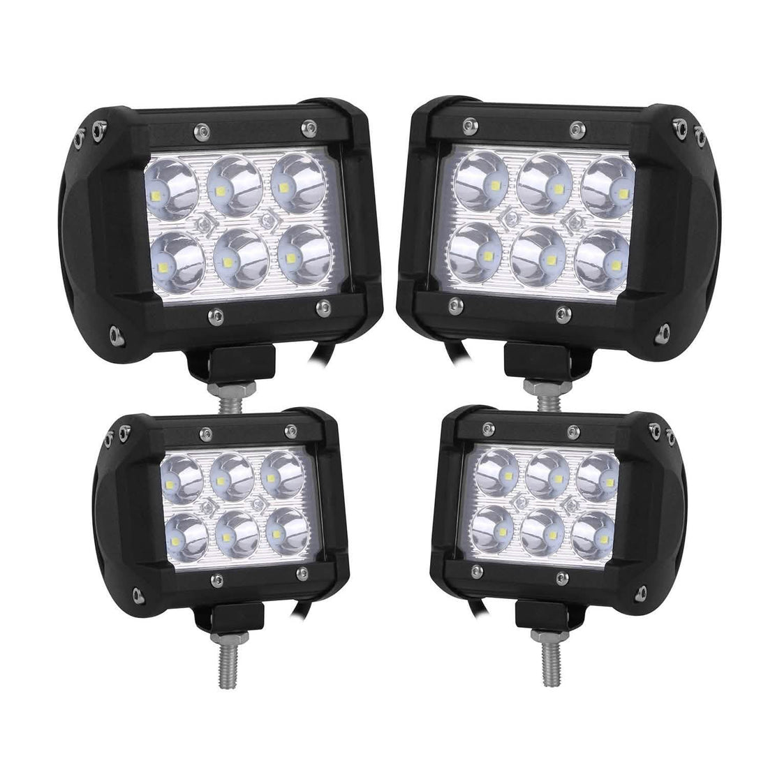 4-Piece: 4” 18W Dual Row LED Spot Light Pod