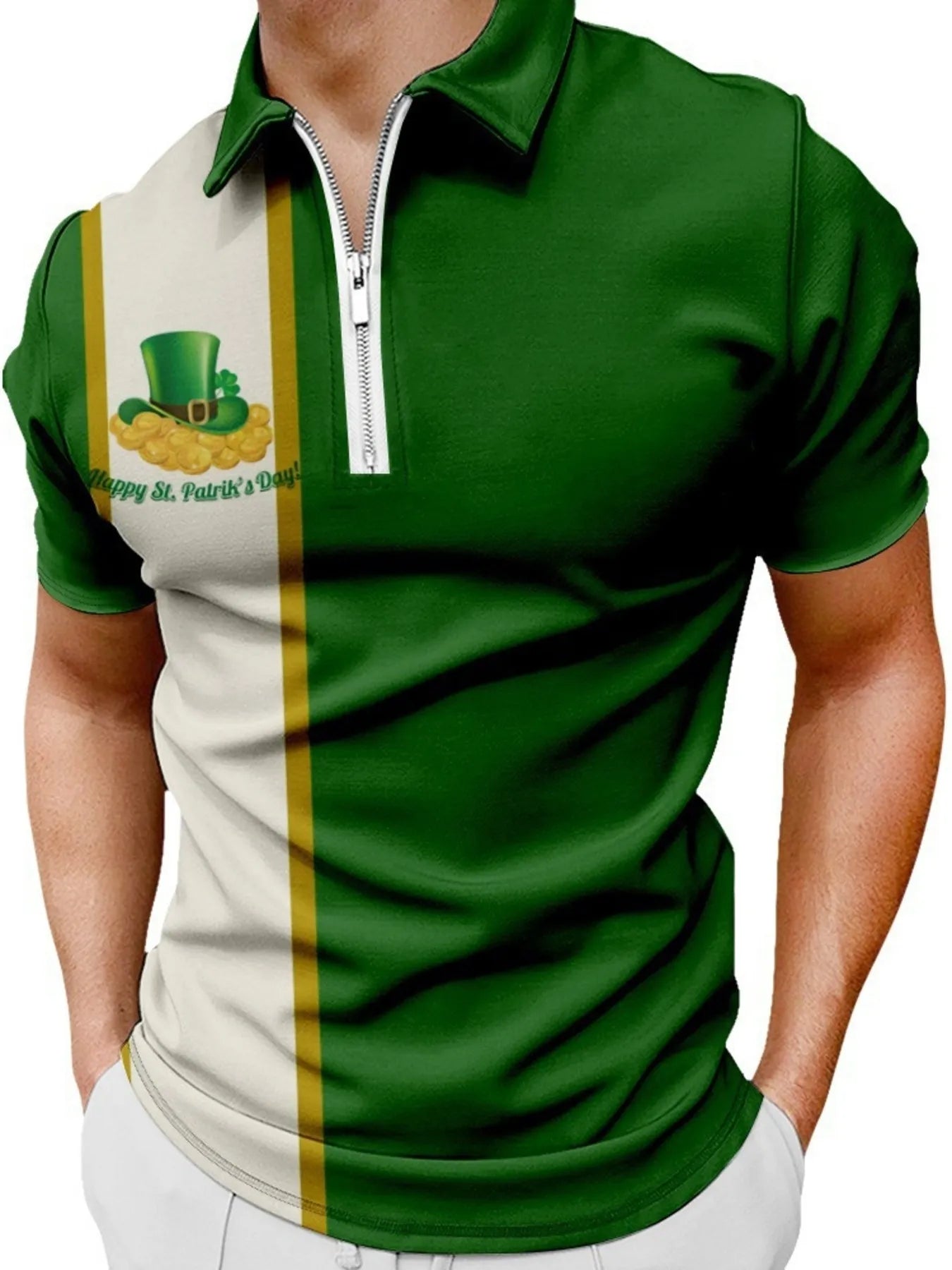 Men's Full Size Color Block Short Sleeve Polo Plus Size