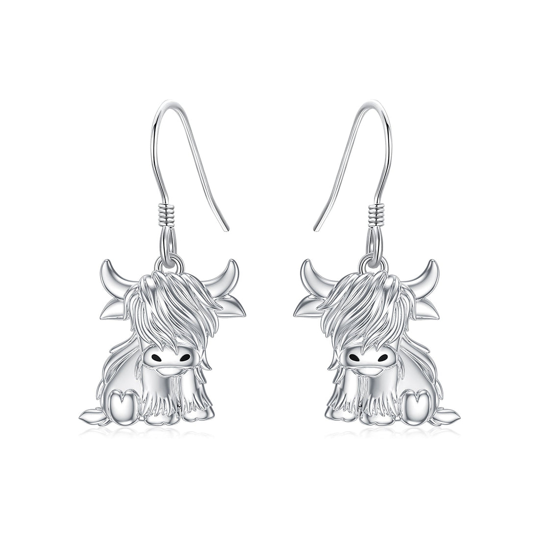 Highland Cow Earrings for Women 925 Sterling Silver Cow Dangle Drop Earrings