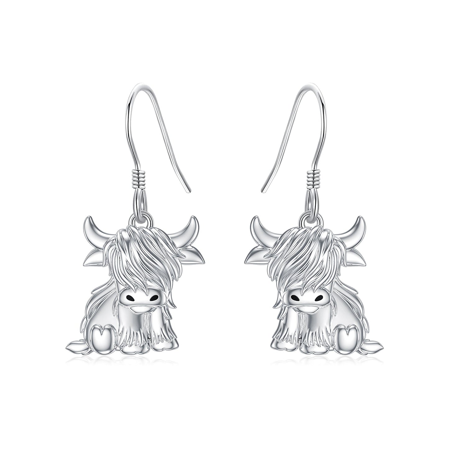 Highland Cow Earrings for Women 925 Sterling Silver Cow Dangle Drop Earrings