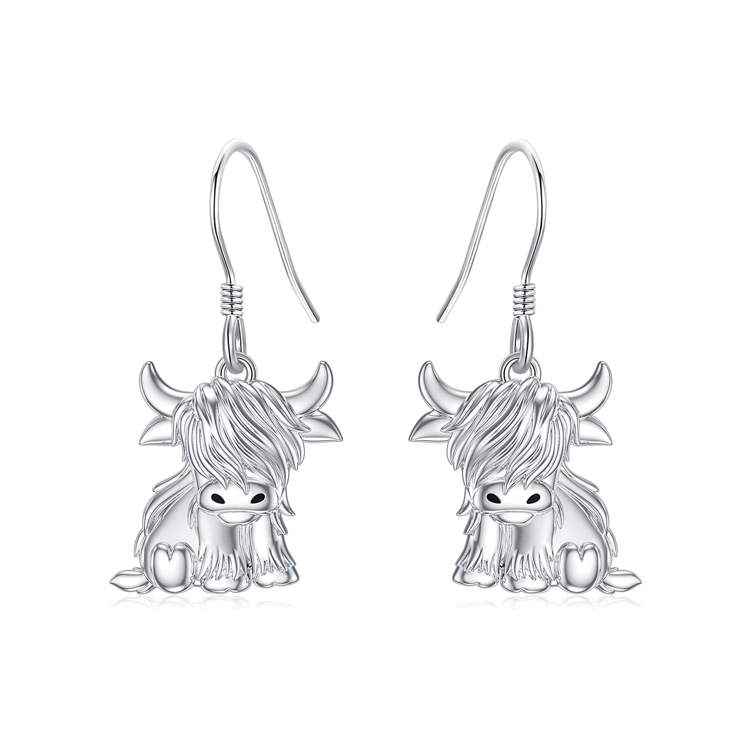 Highland Cow Earrings for Women 925 Sterling Silver Cow Dangle Drop Earrings
