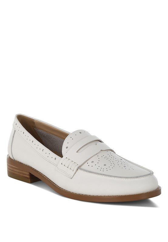 Clotilda Perforated Low Heel Loafers - Loving It Shop
