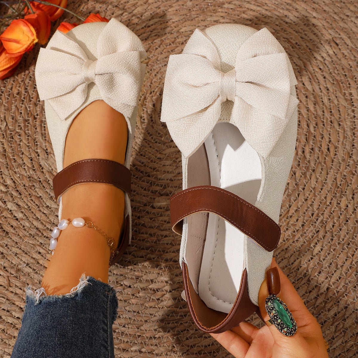 Bow Decor Round Toe Slip - Ons - Loving It Shop