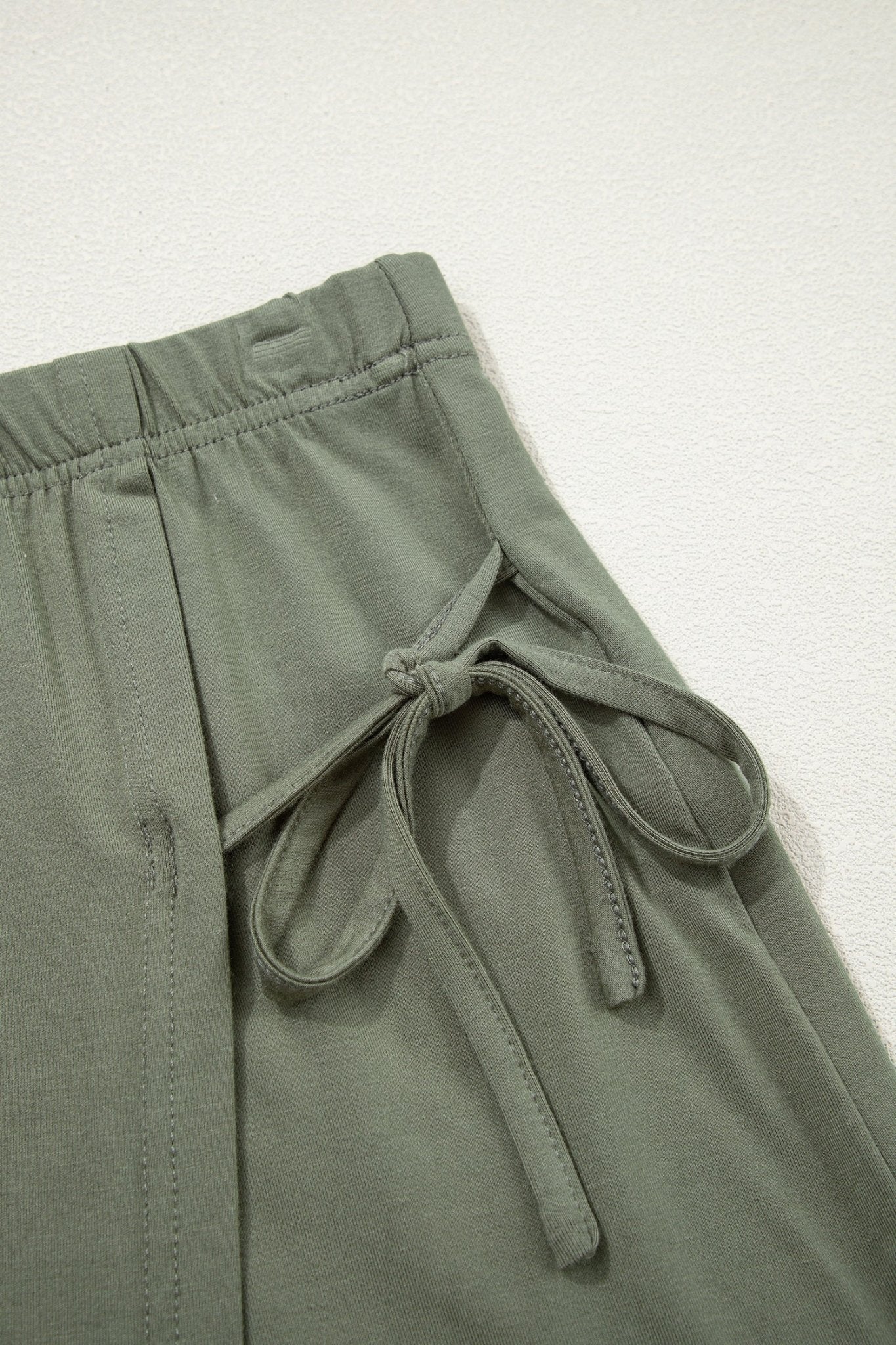 Laurel Green Solid Color Oversize Tee Tie Wrap Mini Skort 2pcs Set - Loving It Shop
