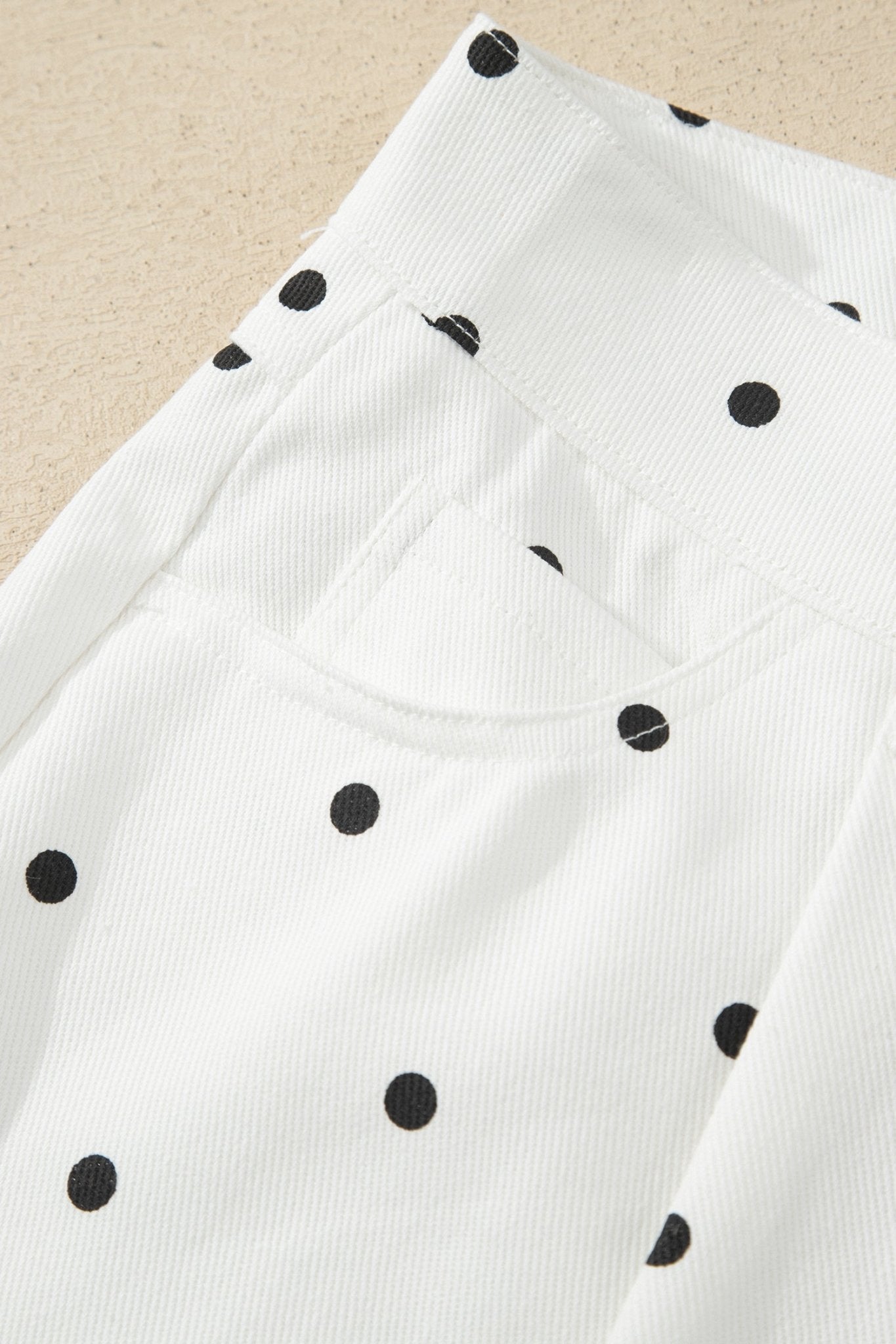 White Polka Dot Print Embroidered Scallop Hem Shorts - Loving It Shop