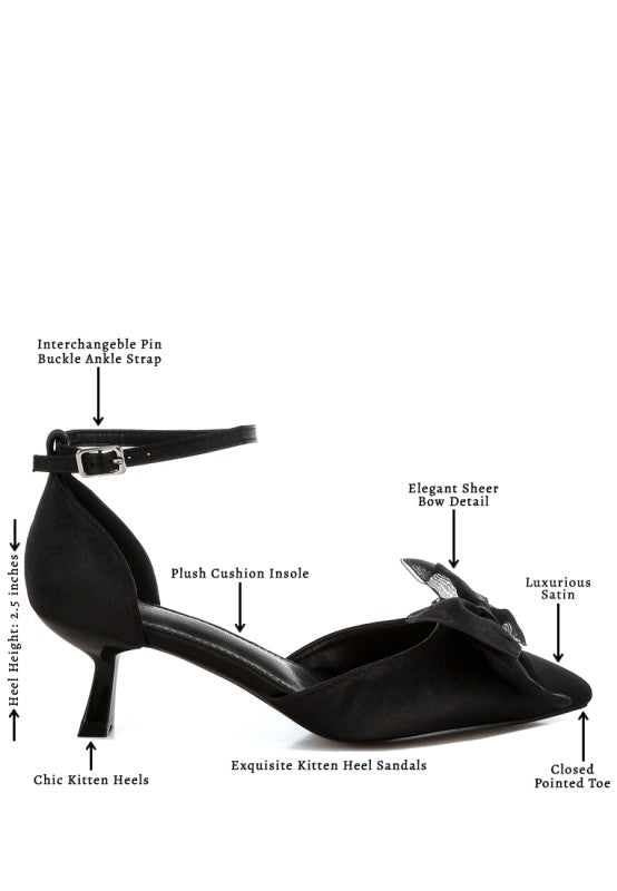 Cadell Bow Detail Satin Sandals - Loving It Shop
