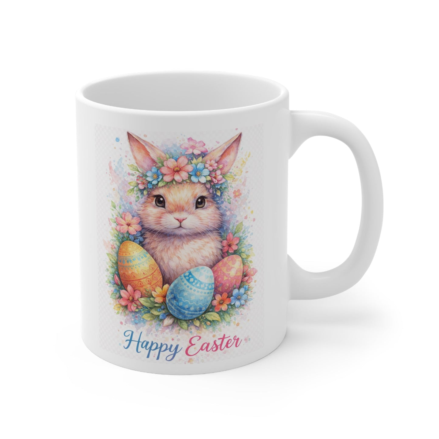 Easter Bunny with Painted Eggs mug | White Ceramic Mug