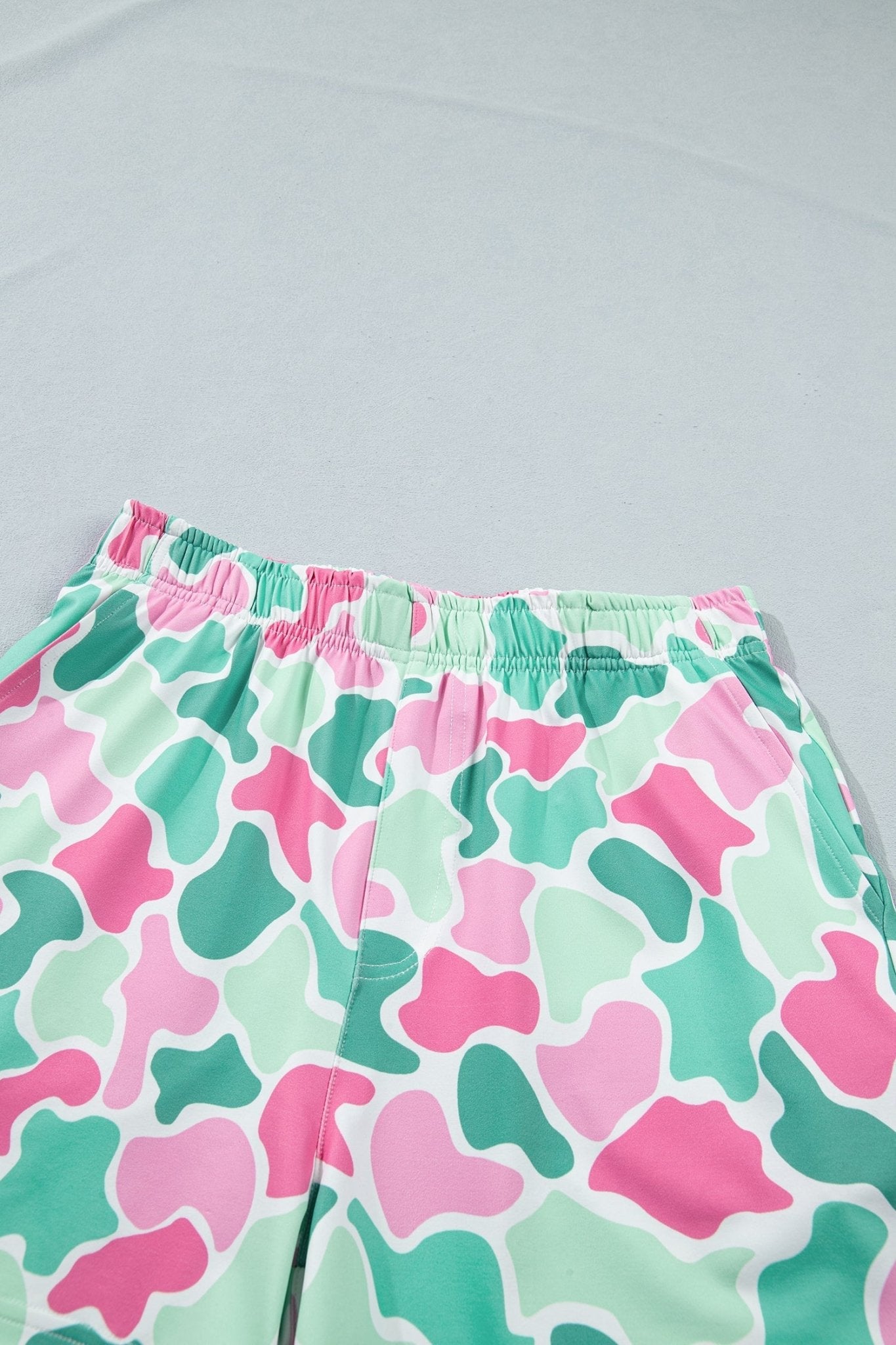 Green Camouflage Printed Cropped Tank Athleisure 2pcs Short Set - Loving It Shop