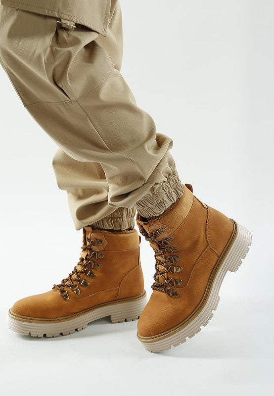 Boskoff Lace-Up Chunky Warm Ankle Boots