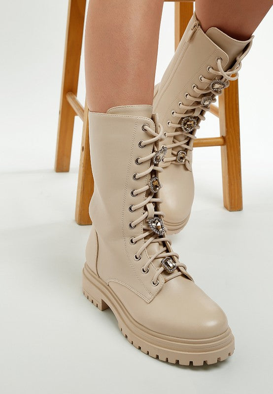 Nimba Rhinestone jewelled Chunky Boots