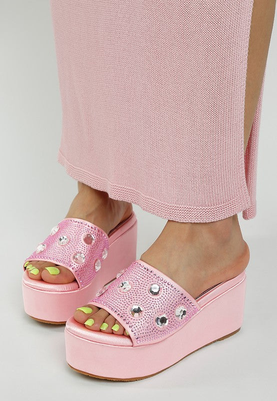 Meta charts Diamante & Rhinestone Flatform Sandals