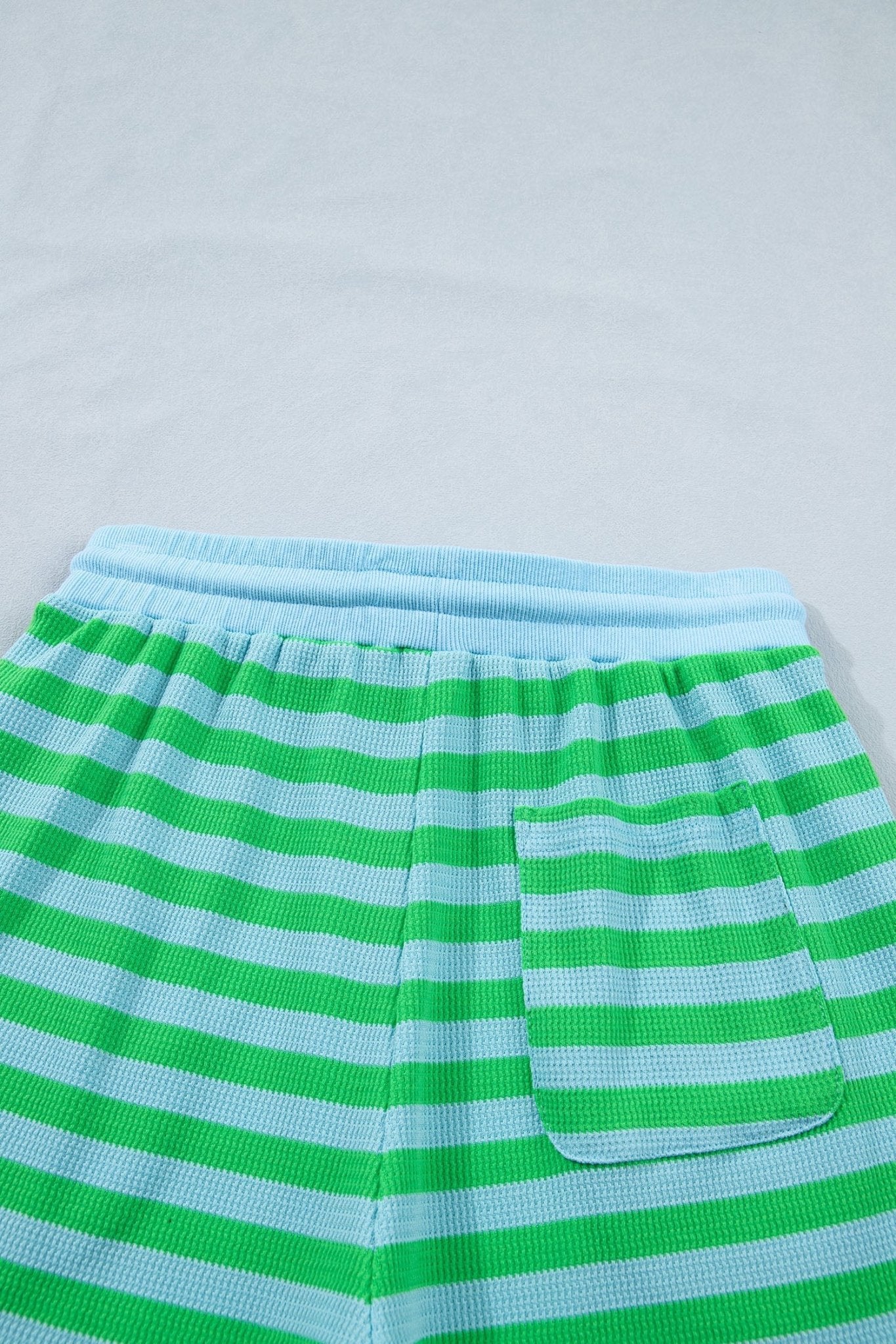 Green Stripe Puff Short Sleeve T Shirt Matching Shorts Set - Loving It Shop