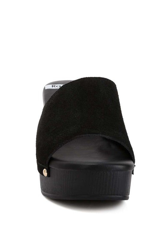 Cartera Suede High Block Heel Mules - Loving It Shop