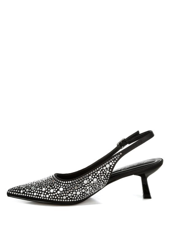 Vernaos Pointed Toe Rhinestone Slingbacks - Loving It Shop