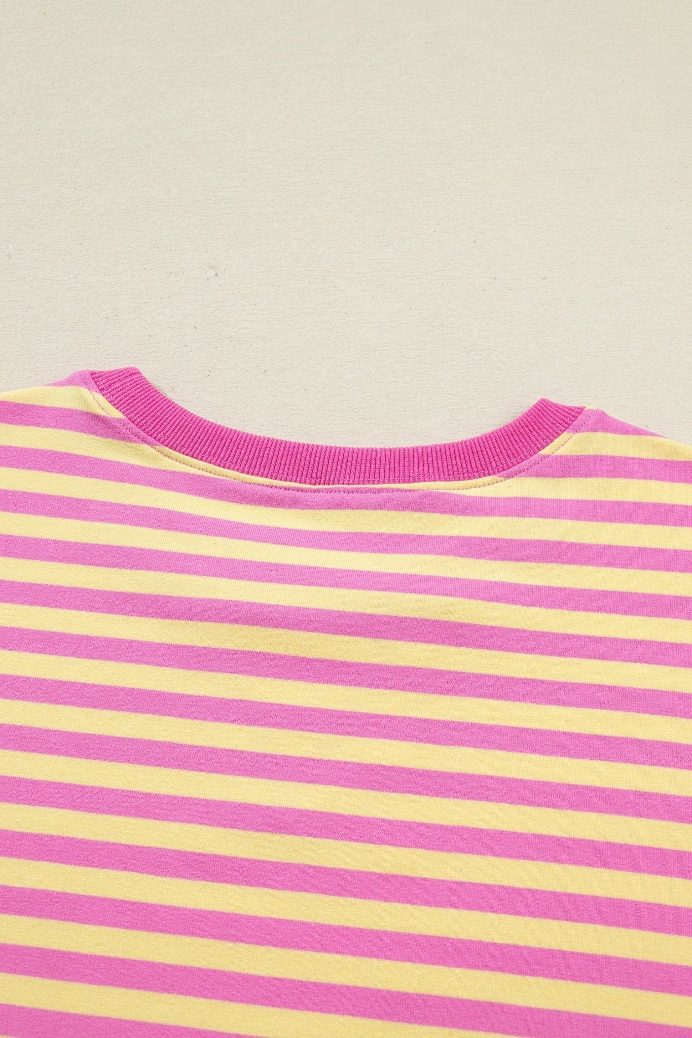 Rose Stripe Drop Shoulder Boxy Casual Terry Short Set - Loving It Shop