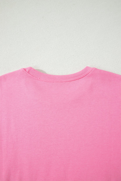 Sachet Pink Solid Cover Oversize Tee Pocketed Casual Pants 2pcs Outfit