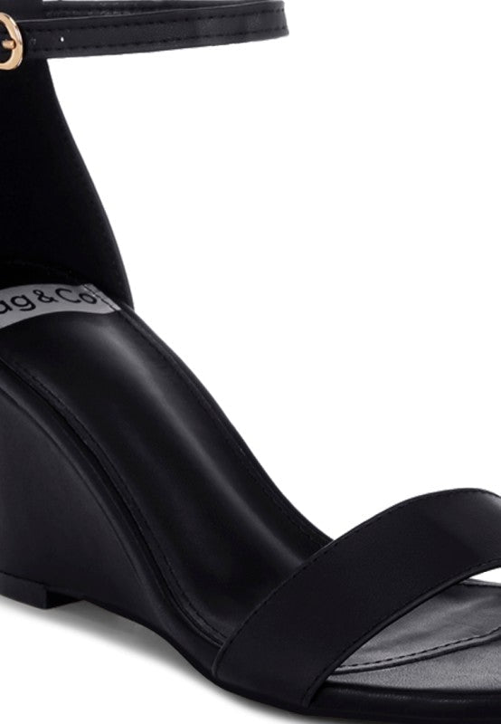 Pobora Genuine Leather Slim Wedge Heel Sandals