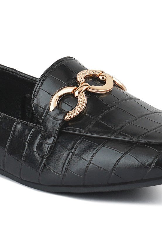 LONDON RAG CROC TEXTURED METAL SHOW DETAIL LOAFERS - Loving It Shop