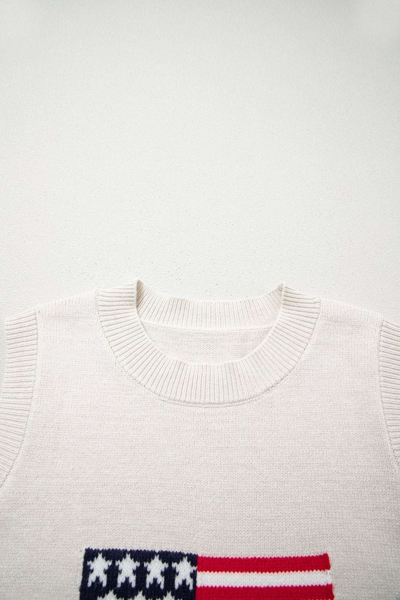 Parchment American Flag Sleeveless Sweater - Loving It Shop