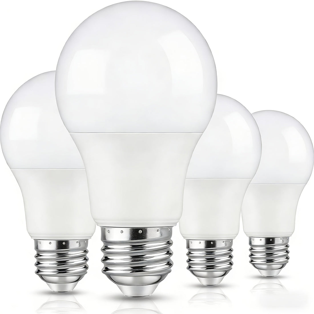 4-Pack A19 LED Light Bulbs, 60W Equivalent, Soft White or Cool Daylight, E26 Base, Non-Dimmable