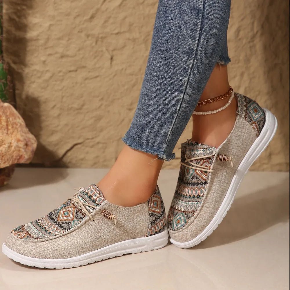 Geometric Round Toe Flat Slip - Ons - Loving It Shop