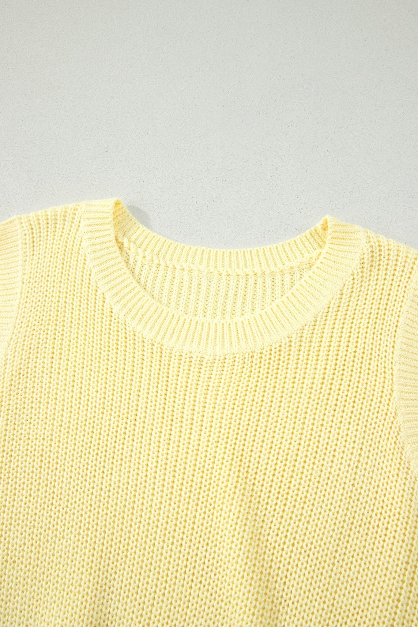 Yellow Cream Solid Color Cropped Knit Knot Back Cutout Sweater Tank - Loving It Shop