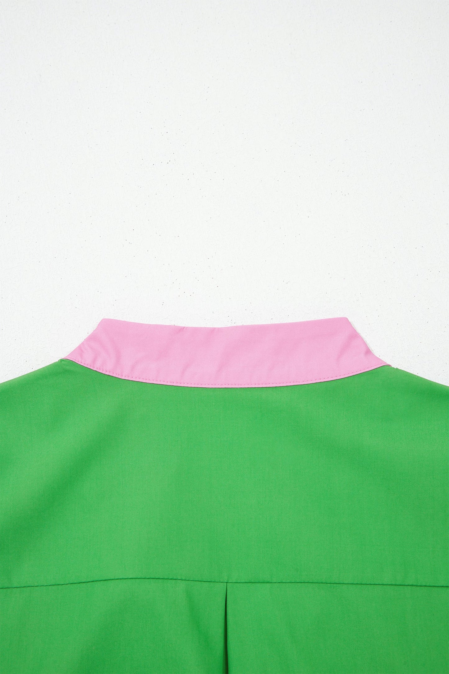 Bright Green Color Block Detail Split Neck Short Puff Sleeve Ruffle Hem Mini Dress
