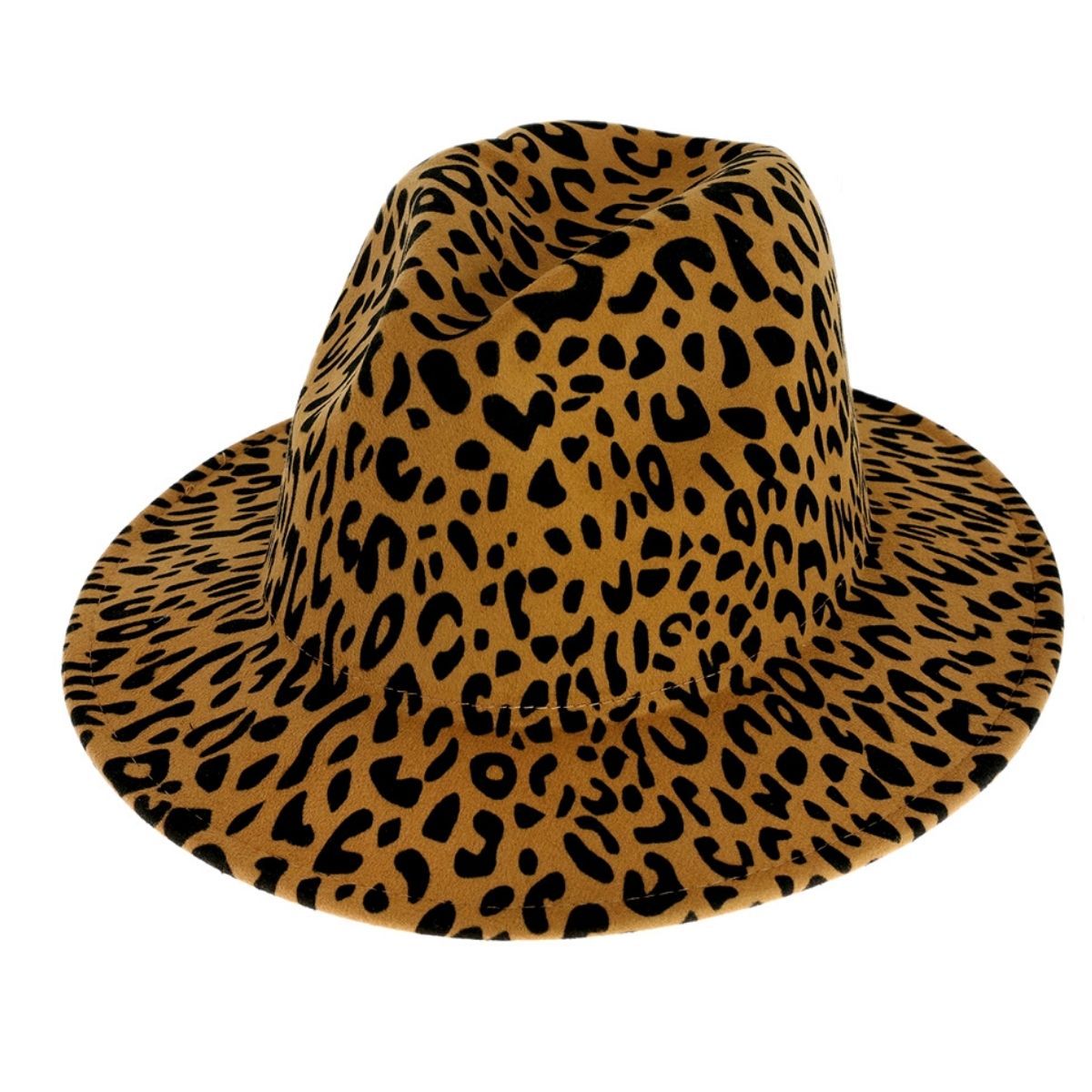 Fashion Fedora Hat Camel Brown Leopard Print Stylish Statement Accessory