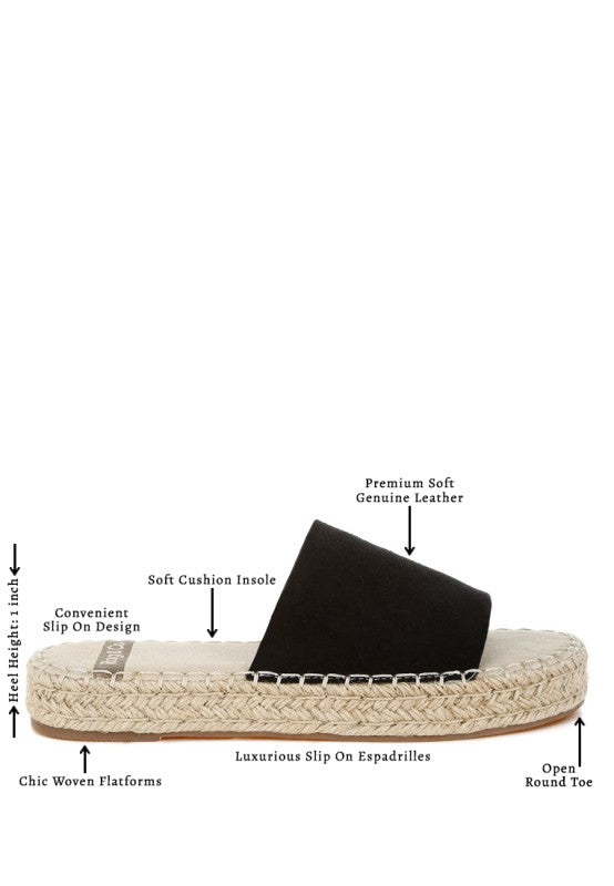 Huntra Real Soft Leather Espadrille Flatforms