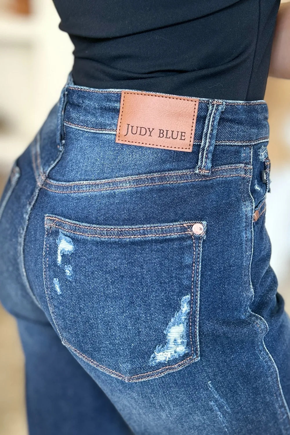Full Size High Waist Rigid Magic Heavy Destroy Straight Jeans