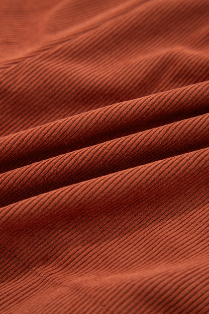 Clay Button Decor Scalloped Edge High Waist Corduroy Shorts