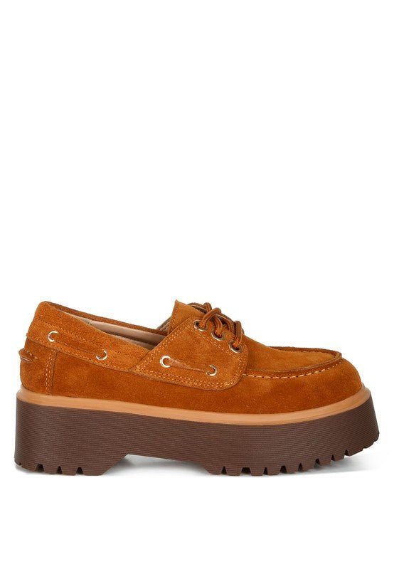 Cuckatoos Chunky Real Suede Leather Oxford Loafers - Loving It Shop