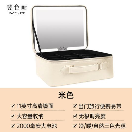 Portable LED Makeup Mirror with Storage for Girls