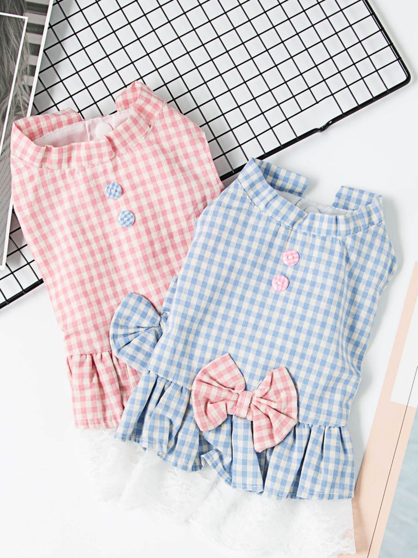 Gingham Ruffle Lace Pet Dress - Loving It Shop