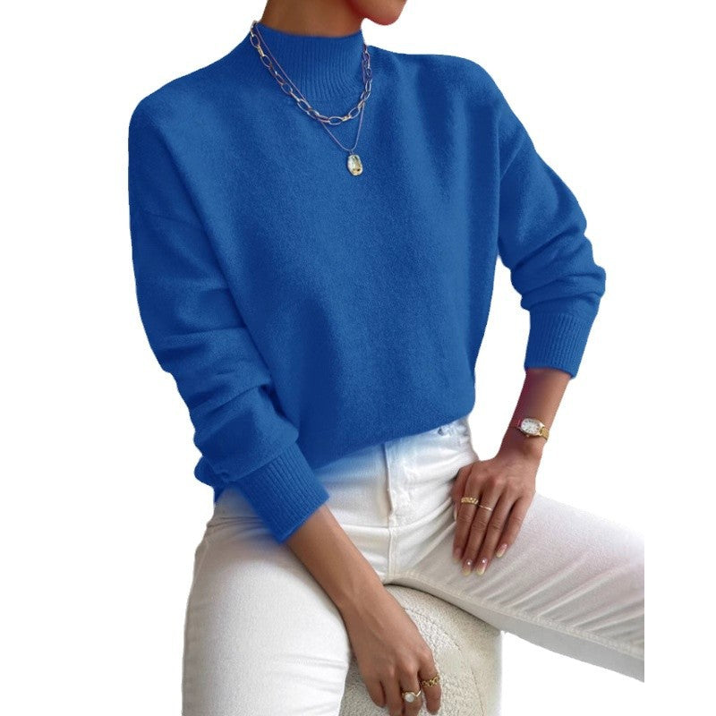 Autumn And Winter Half-high Collar Pullover Women&