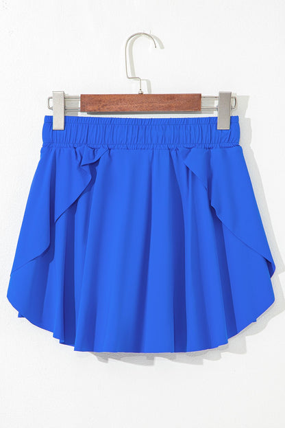 Sky Blue Drawstring Elastic Waistband Lined Tennis Skorts - Loving It Shop