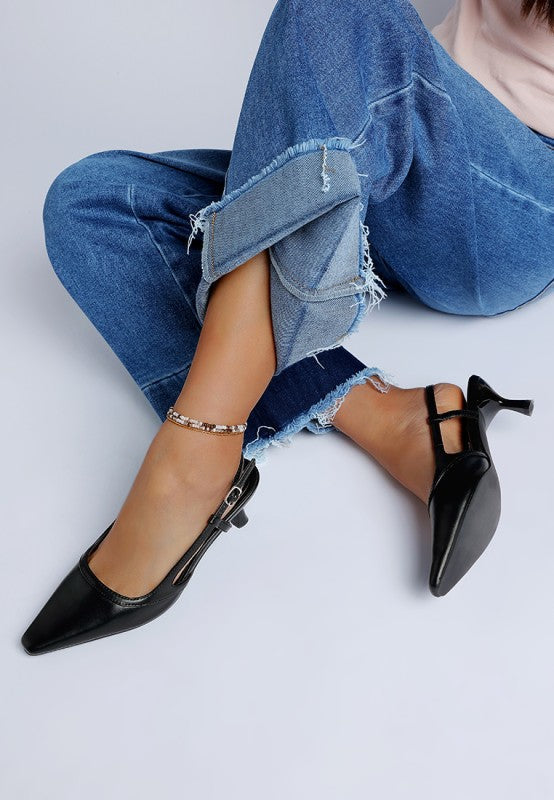 Luxton Slingback Pin Buckle Kitten Heels