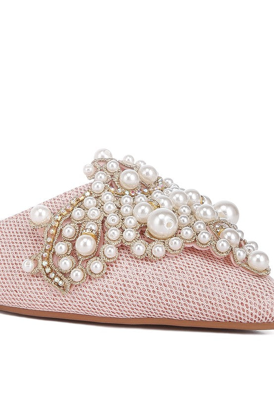 ASTRE Embellished Delicate Pearl Mules