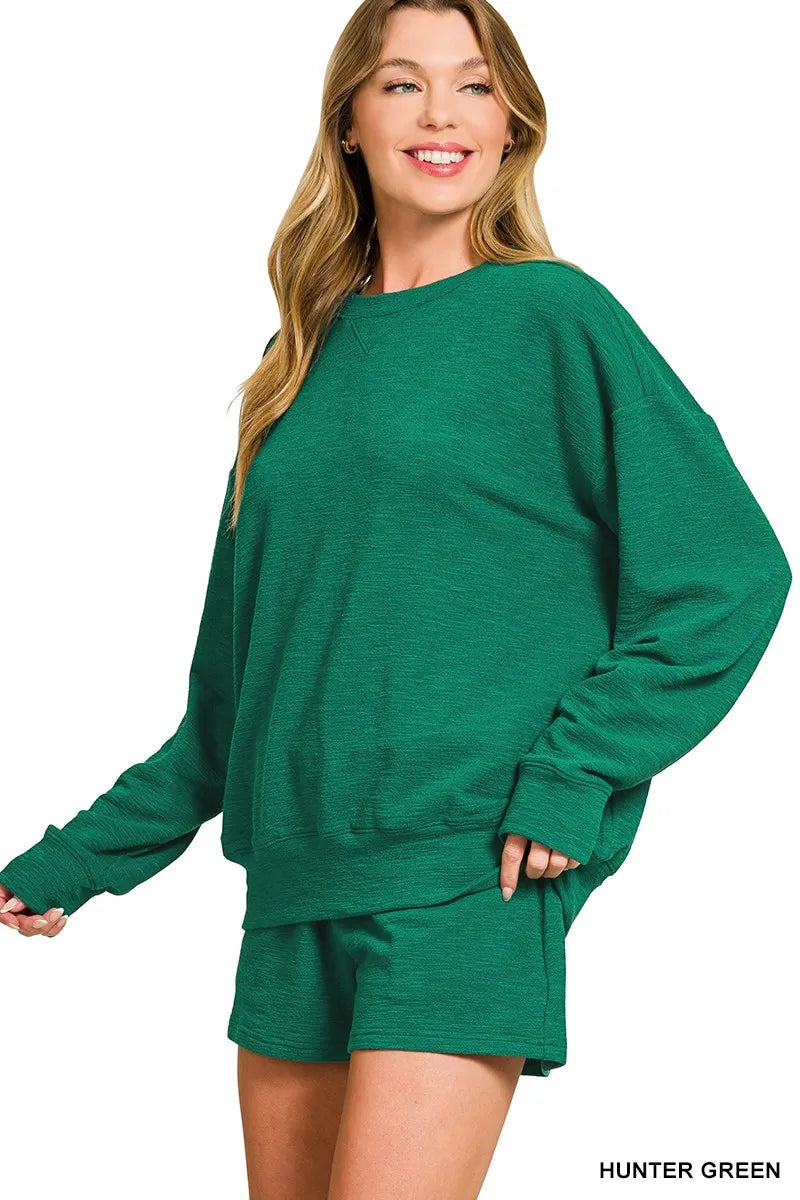Slub Long Sleeve Top and Shorts Set
