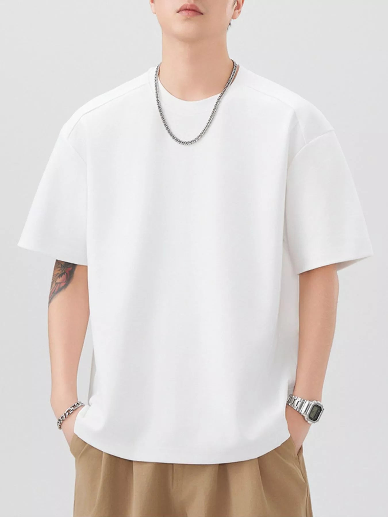 Men's Plus Size Oversized Solid Color Casual T-Shirt