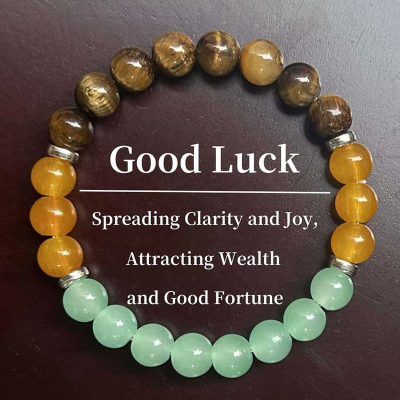 Crystal Tiger Eye Colored Beaded Bracelet